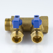 Коллектор 3/4" 2х1/2" (с краном) Aquasfera 
