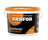 Краска Krafor интерьерная моющаяся супербелая 14кг 